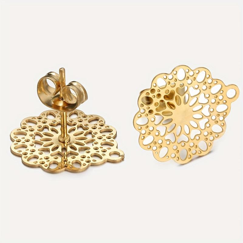 10pcs Stainless Steel Flower Ear Studs for Earrings Jewelry Making