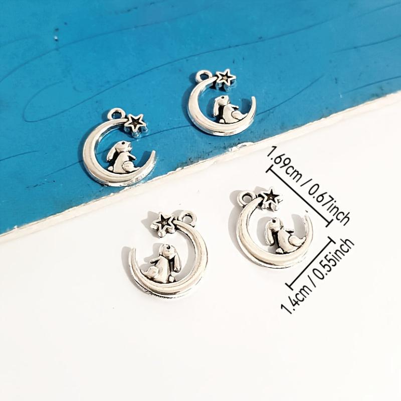 12pcs Bunny Pendant Moon Pendant Jewelry Making DIY Necklace Bracelet Earring