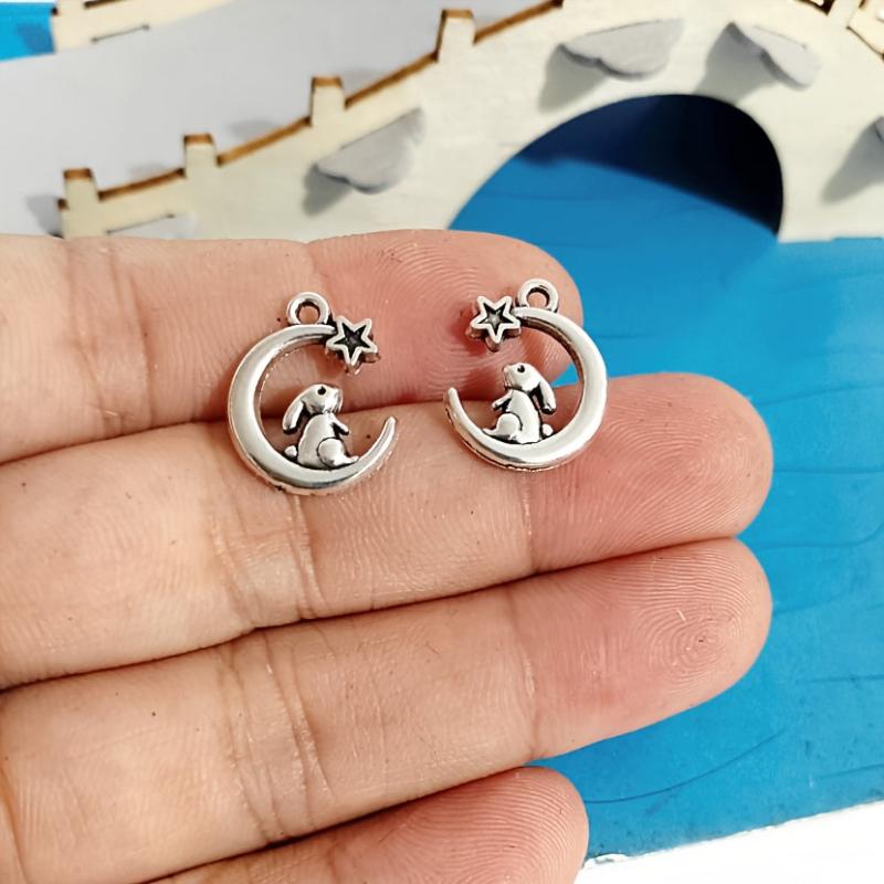 12pcs Bunny Pendant Moon Pendant Jewelry Making DIY Necklace Bracelet Earring