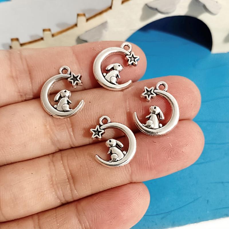 12pcs Bunny Pendant Moon Pendant Jewelry Making DIY Necklace Bracelet Earring