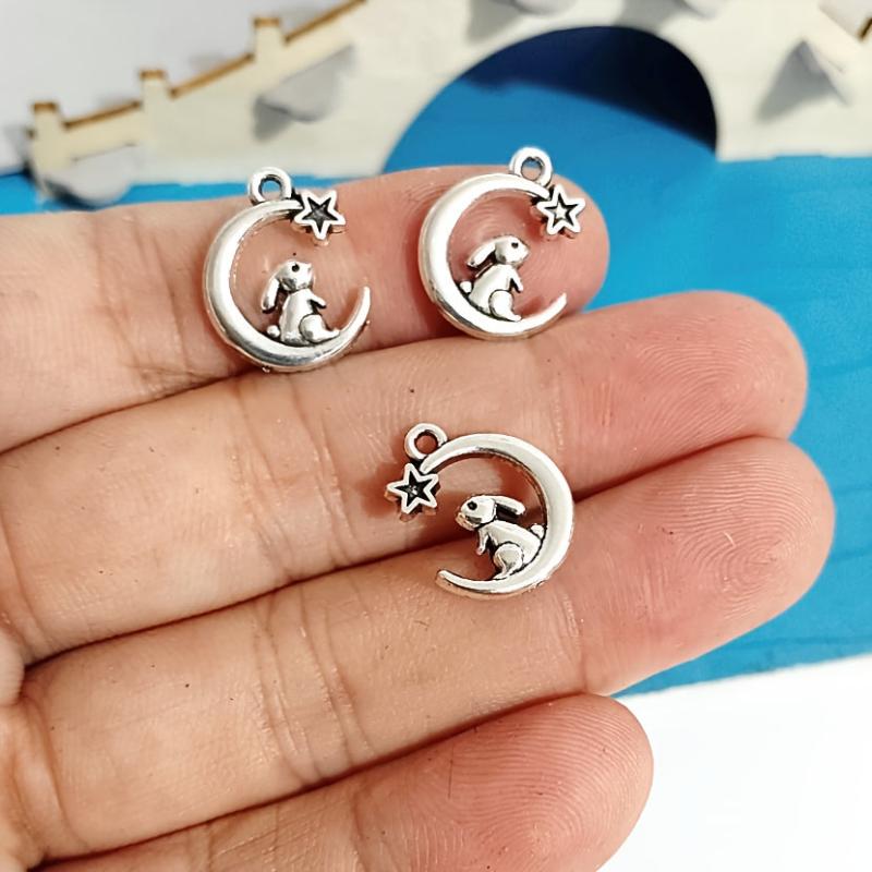 12pcs Bunny Pendant Moon Pendant Jewelry Making DIY Necklace Bracelet Earring