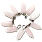 Rose Quartz Hexagonal Stone Pendant Set for Jewelry Making