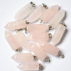 Rose Quartz Hexagonal Stone Pendant Set for Jewelry Making