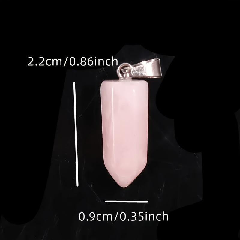 Rose Quartz Hexagonal Stone Pendant Set for Jewelry Making