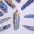 Natural Crystal Raw Stone Pendant Necklace Golden Chain Bohemian Style