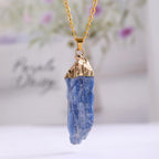 Natural Crystal Raw Stone Pendant Necklace Golden Chain Bohemian Style