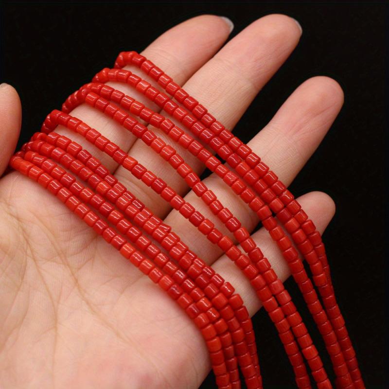 Natural Red Coral Beads 3x3mm for Jewelry Making