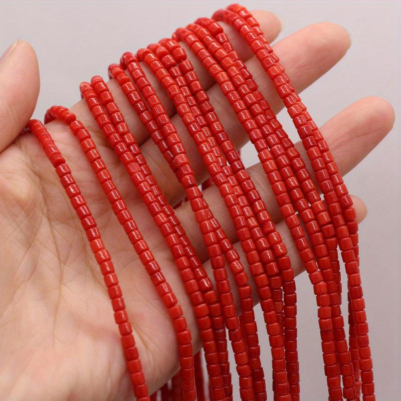 Natural Red Coral Beads 3x3mm for Jewelry Making