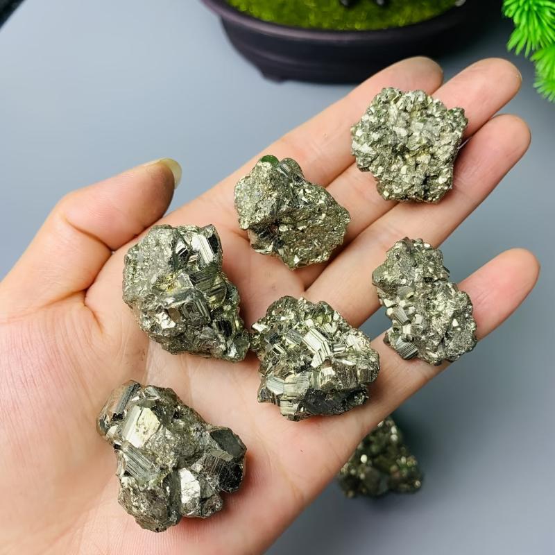 Pyrite Mineral Stones Golden Luster Crystal Decor Seven Chakra DIY Crafts