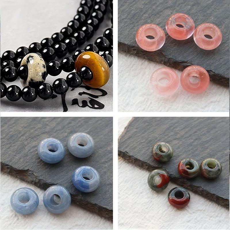 25pcs Natural Large Hole Abacus Stone Beads for DIY Bracelets Necklaces Pendants