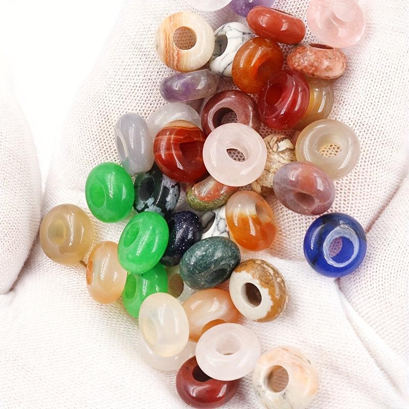 25pcs Natural Large Hole Abacus Stone Beads for DIY Bracelets Necklaces Pendants