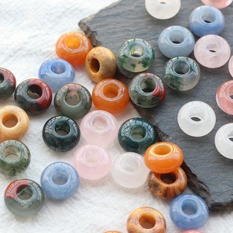 25pcs Natural Large Hole Abacus Stone Beads for DIY Bracelets Necklaces Pendants