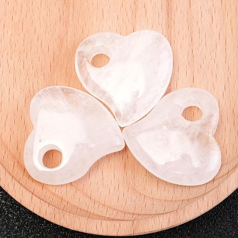 3pcs Natural Heart Shaped Stones with Large Holes Scalloped Edges