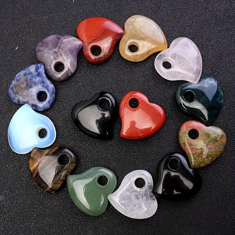 3pcs Natural Heart Shaped Stones with Large Holes Scalloped Edges