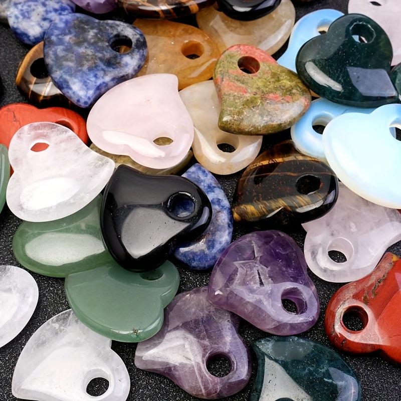 3pcs Natural Heart Shaped Stones with Large Holes Scalloped Edges