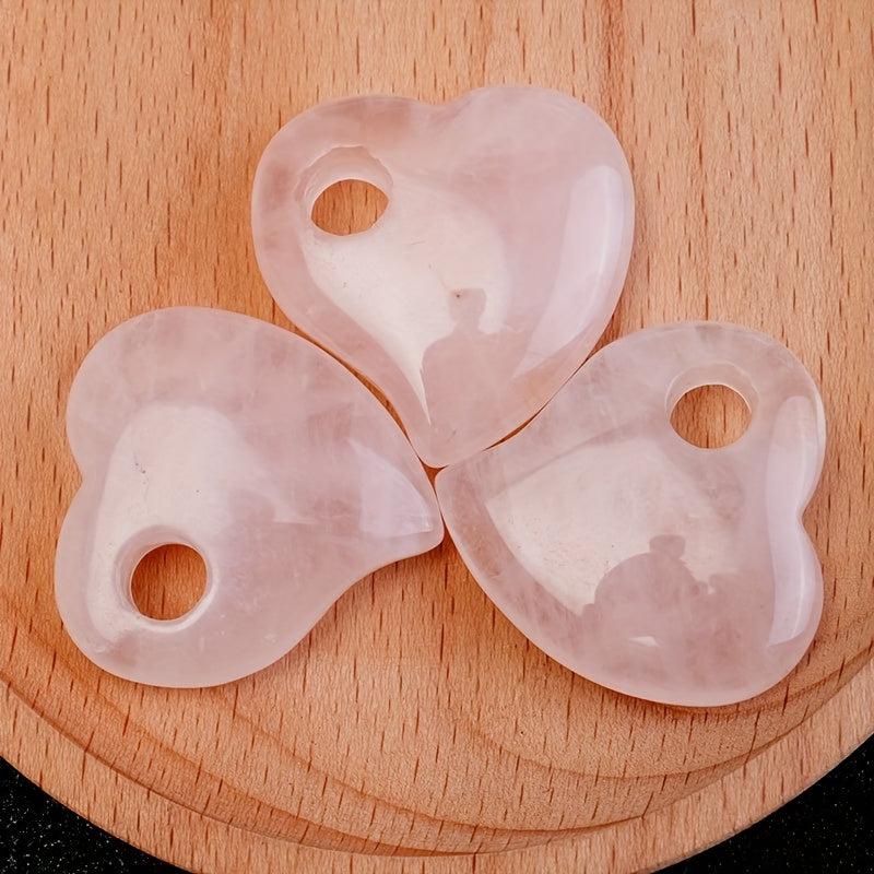 3pcs Natural Heart Shaped Stones with Large Holes Scalloped Edges