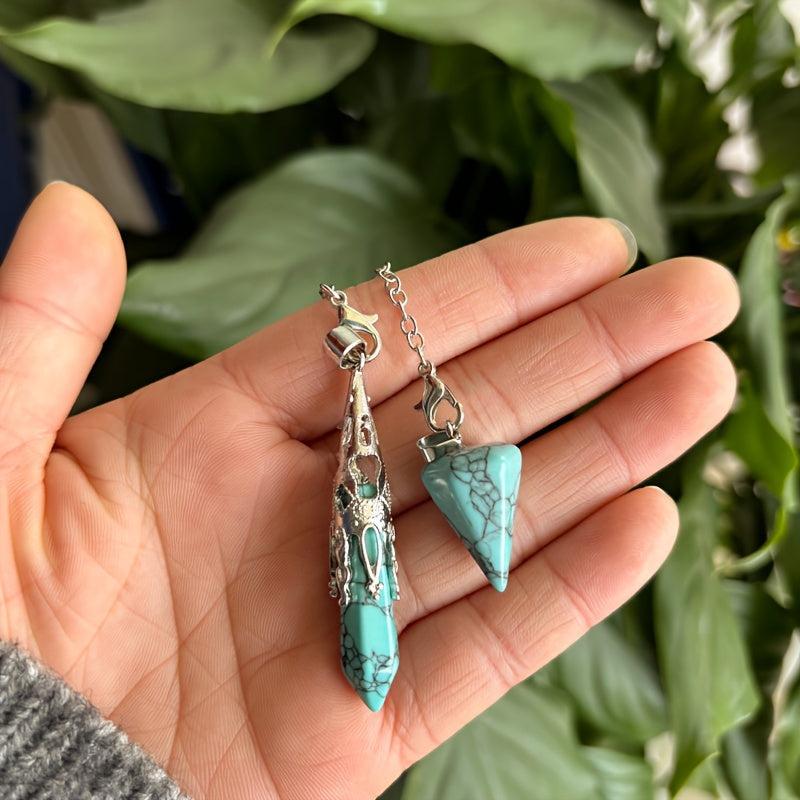 Turquoise Pendulum Pendant Gravel Crown Triple Moon Resin Pendulum Tree Of Life
