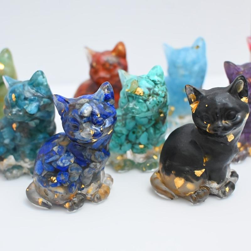 Crystal Resin Standing Cat DIY Jewelry Decoration Collectible
