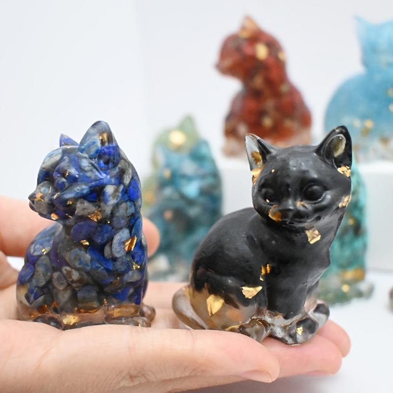 Crystal Resin Standing Cat DIY Jewelry Decoration Collectible