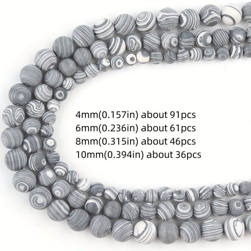 Natural Stone Matte & Malachite Round Beads - DIY Jewelry Making Space Beads