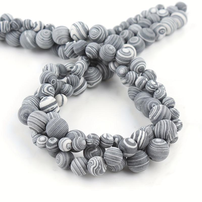 Natural Stone Matte & Malachite Round Beads - DIY Jewelry Making Space Beads