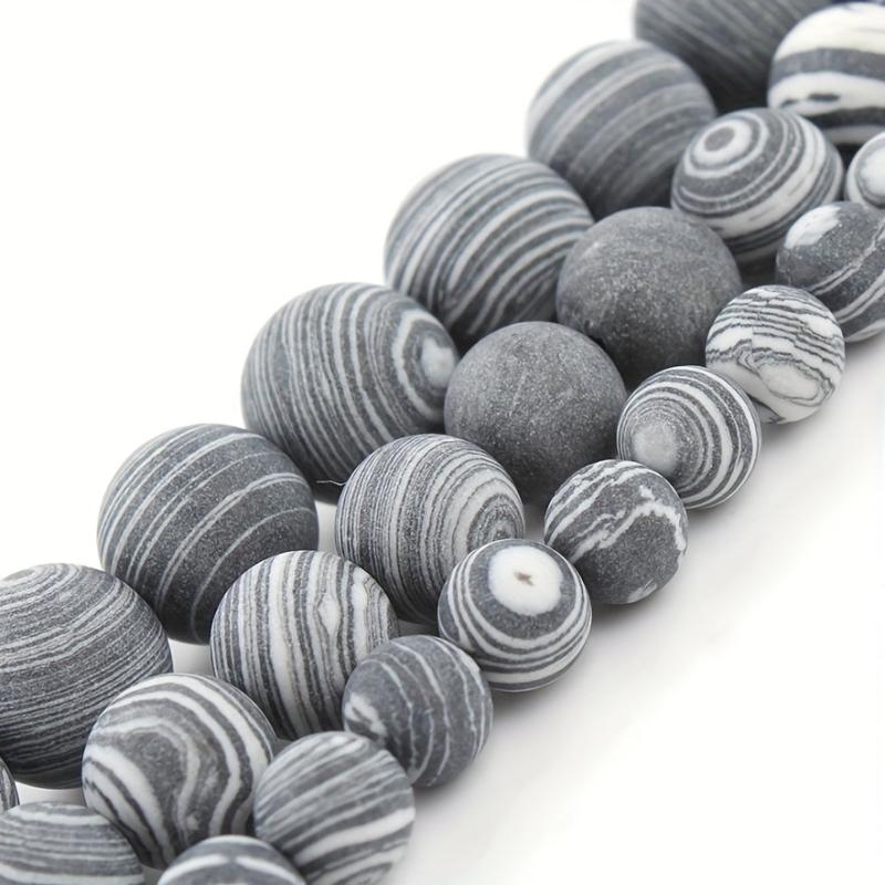 Natural Stone Matte & Malachite Round Beads - DIY Jewelry Making Space Beads