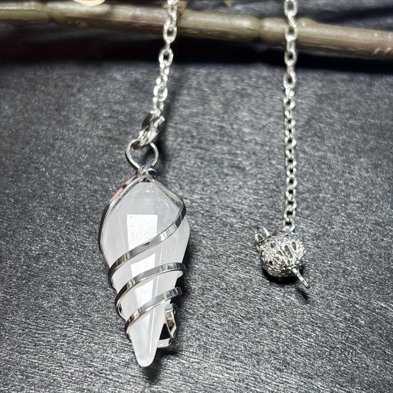 Wire Wrapped Pendulum Artificial Crystal Rose Quartz