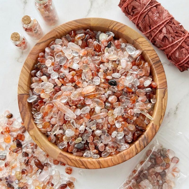 Fire Quartz Chips Mini Crushed Gravel Stones for Crafts & Home Decor