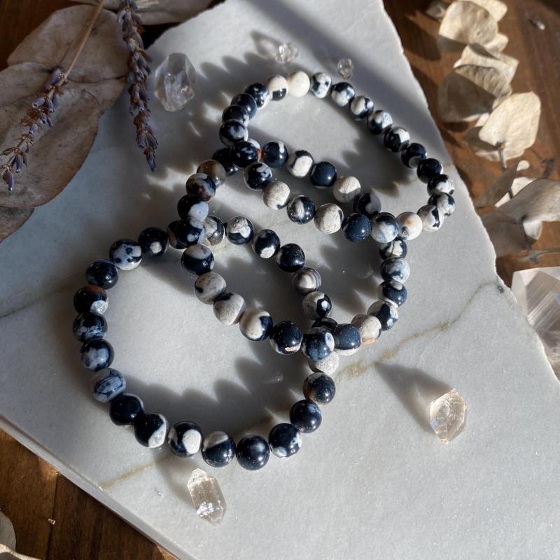 8mm Natural Stone Bracelet with Killer Whale Tail Pendant Fire Agate Beads