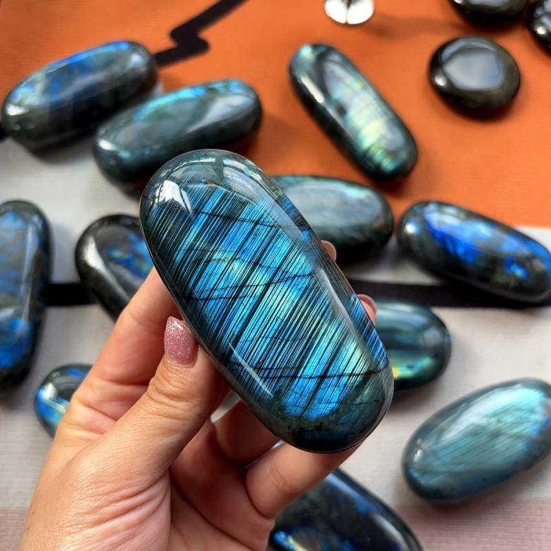 Labradorite Palm Stone Hand Polished Oval Massage & Worry Stone