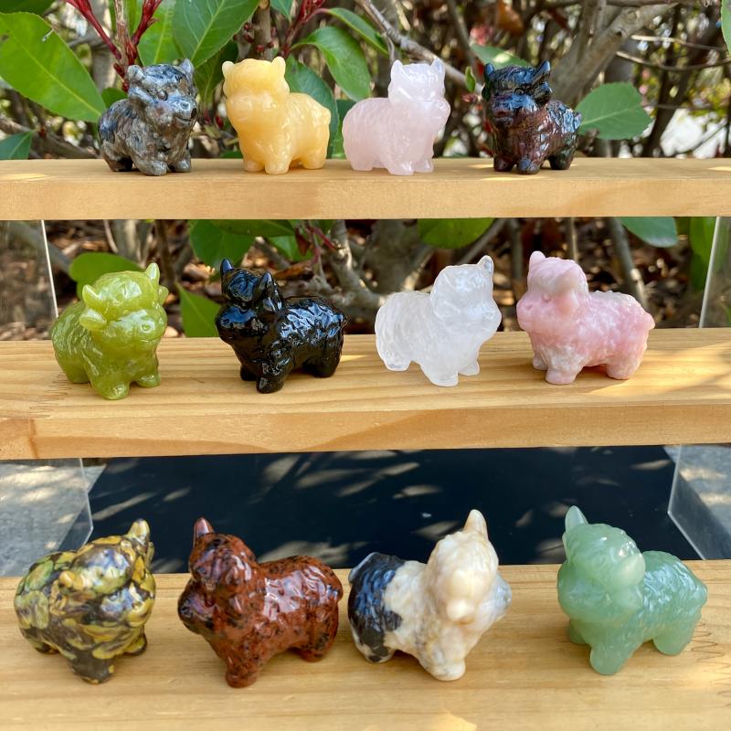 Crystal Carved Mini Cow Ornaments for Home Decor