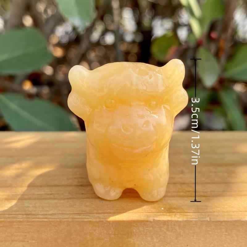 Crystal Carved Mini Cow Ornaments for Home Decor