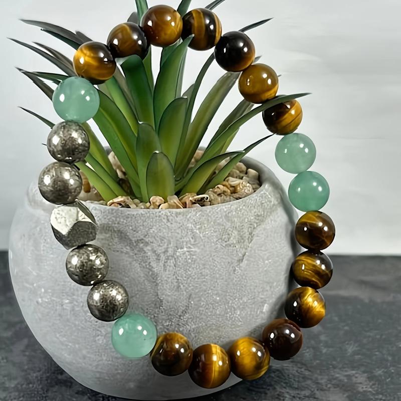 Pyrite Green Aventurine Tiger'S Eye Bracelet