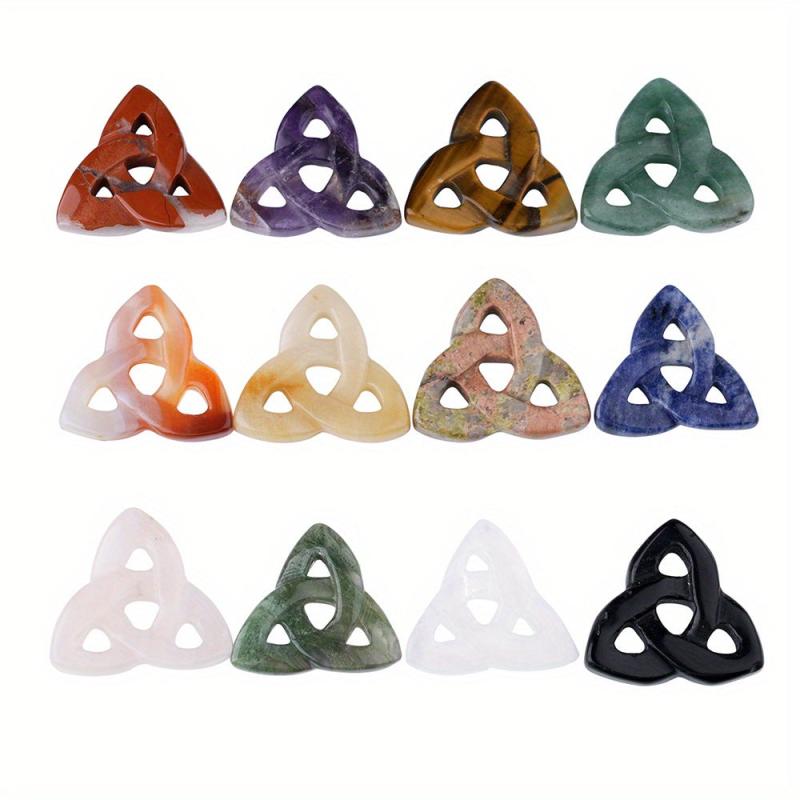 Artificial Crystal Celtic Knot Pendant Chakra Balancing Meditation Carved Stone