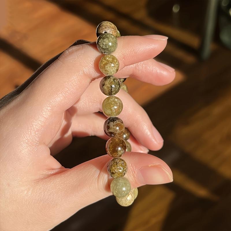 8mm Tsavorite Garnet Bracelet Vintage Bohemian Jewelry Heart Chakra Anxiety Reli