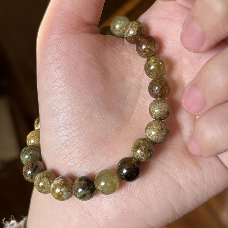 8mm Tsavorite Garnet Bracelet Vintage Bohemian Jewelry Heart Chakra Anxiety Reli