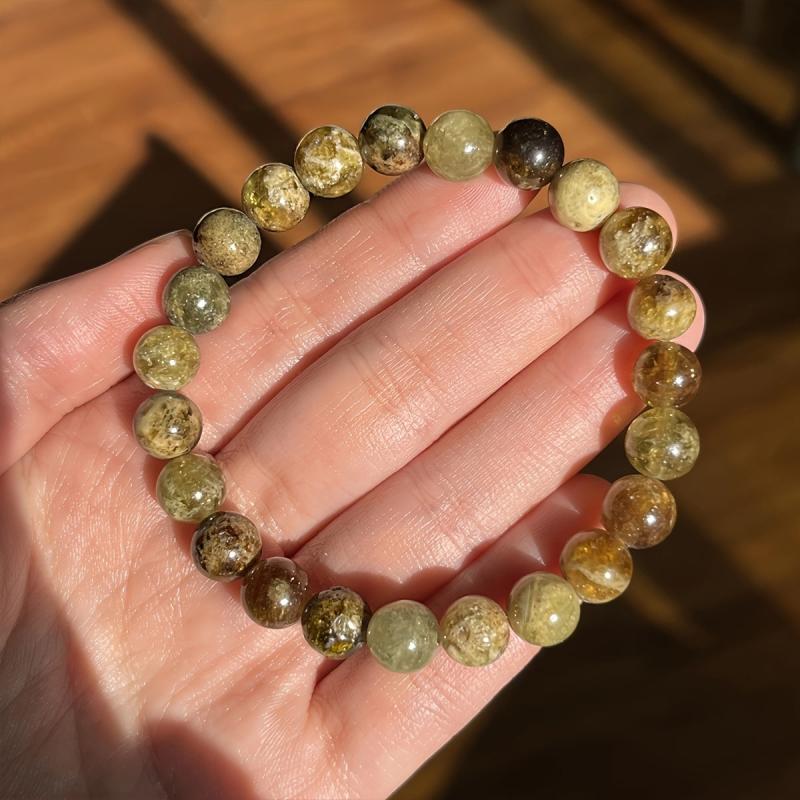 8mm Tsavorite Garnet Bracelet Vintage Bohemian Jewelry Heart Chakra Anxiety Reli
