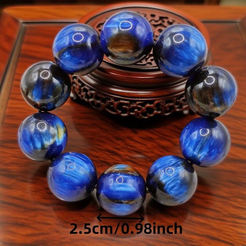 25mm Sea Reed Resin Stone Bead Bracelet - Symbol of Wealth Dignity Happiness