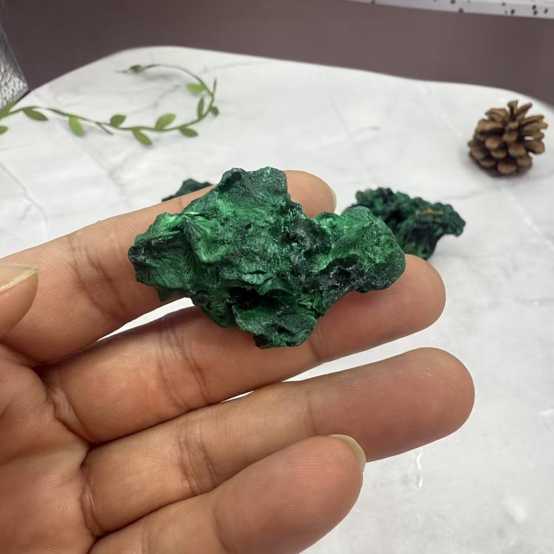 Natural Malachite Mineral Specimen Deep Green with Veins Display