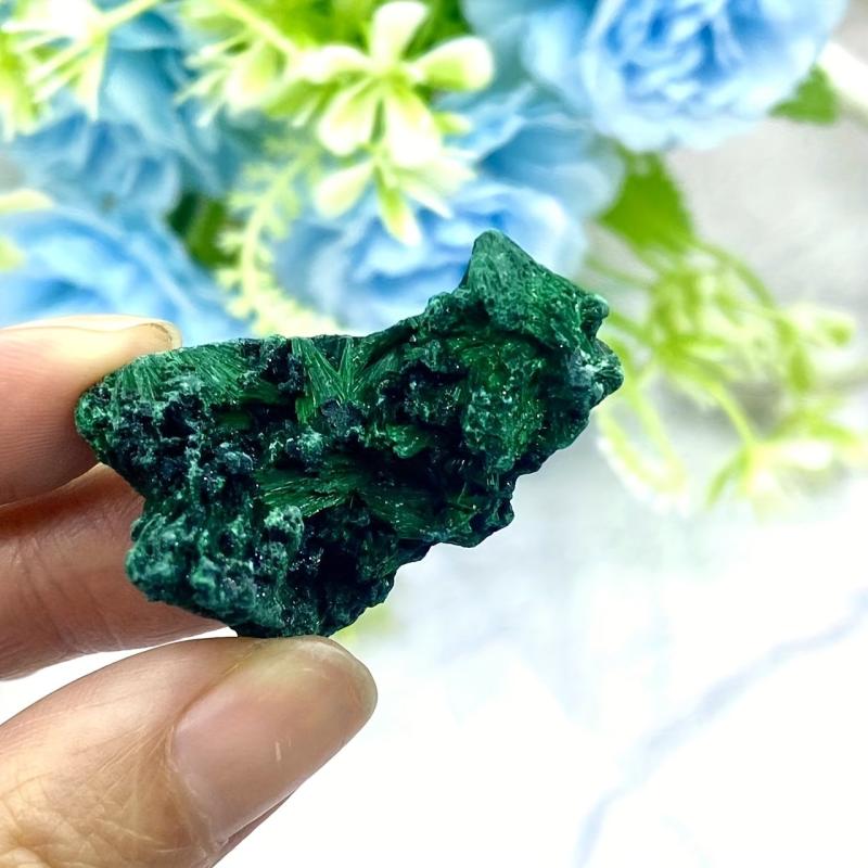 Natural Malachite Mineral Specimen Deep Green with Veins Display