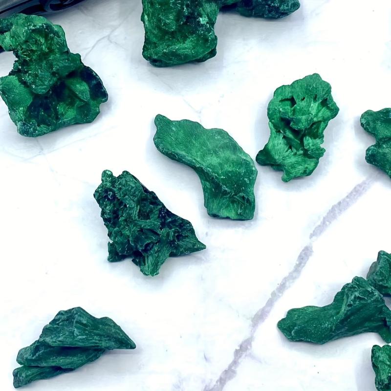 Natural Malachite Mineral Specimen Deep Green with Veins Display