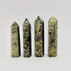 Pyrite Crystal Tower Metallic Golden Earthy Tones Quartz Veins Home Decor