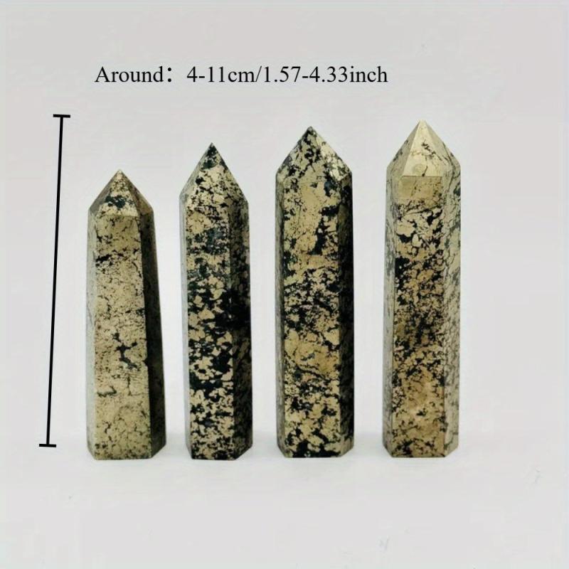 Pyrite Crystal Tower Metallic Golden Earthy Tones Quartz Veins Home Decor