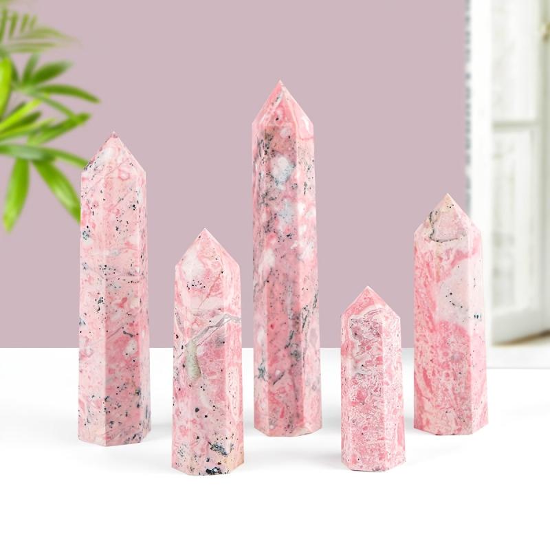 Peruvian Rose Quartz Single Pointed Column Natural Stone Pink with Veins