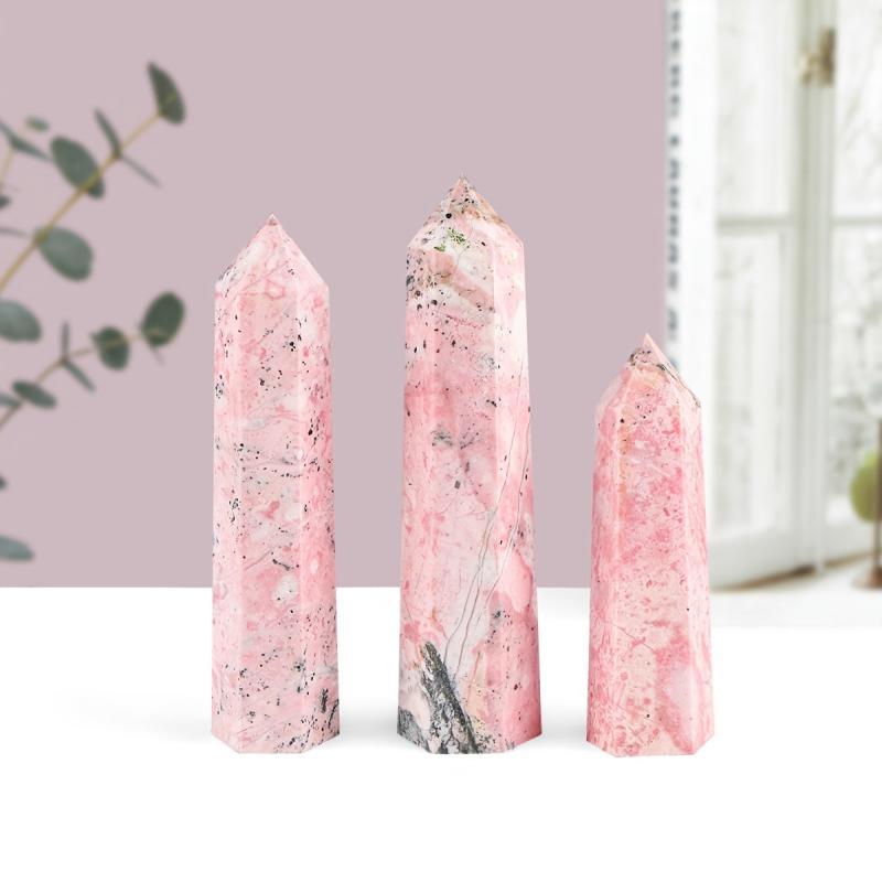 Peruvian Rose Quartz Single Pointed Column Natural Stone Pink with Veins