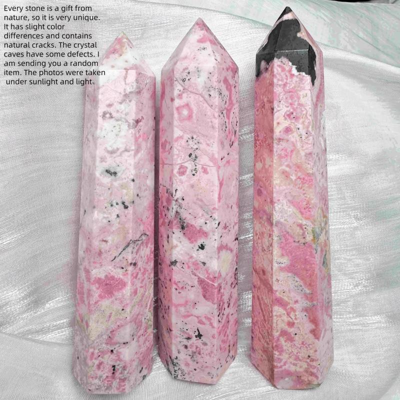 Peruvian Rose Quartz Single Pointed Column Natural Stone Pink with Veins