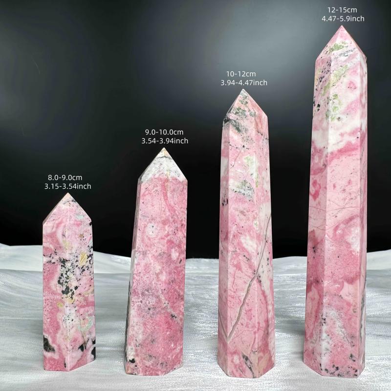 Peruvian Rose Quartz Single Pointed Column Natural Stone Pink with Veins