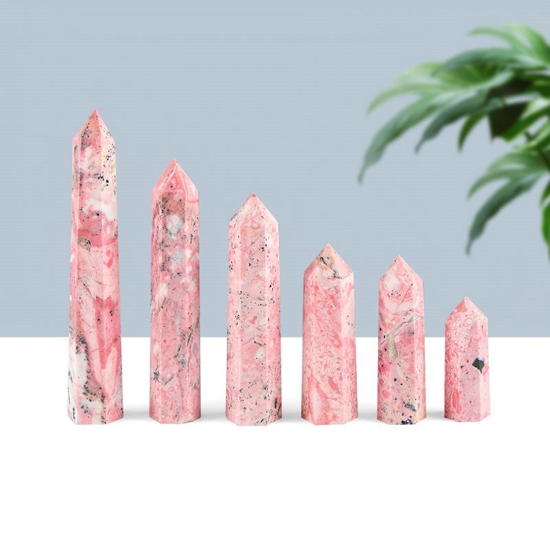 Peruvian Rose Quartz Single Pointed Column Natural Stone Pink with Veins