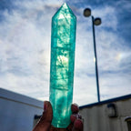 Clear Ocean Lake Fluorite Crystal Tower Pillar 15-18cm Bohemian Style