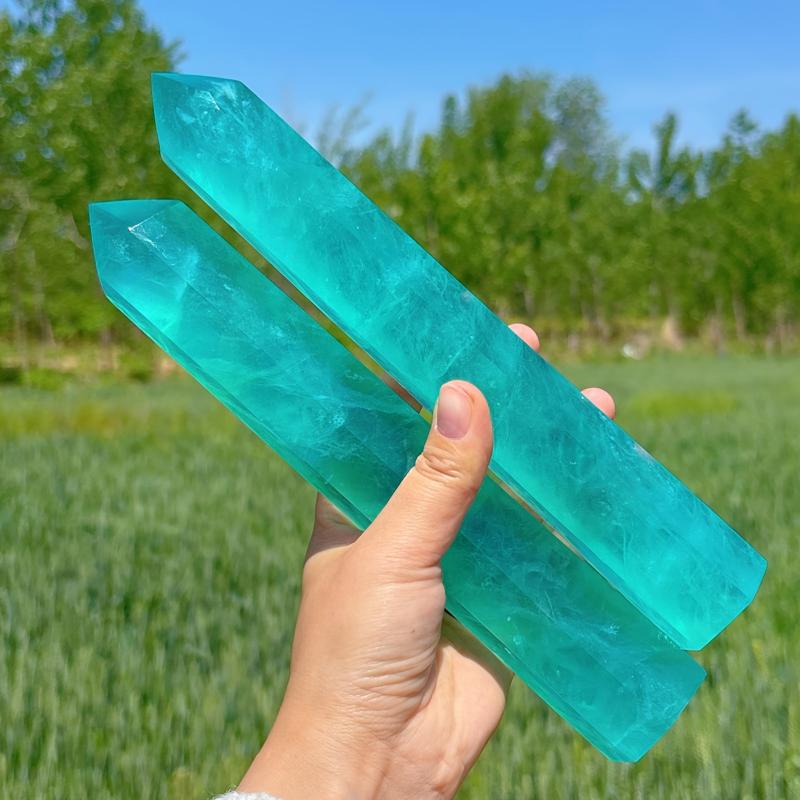 Clear Ocean Lake Fluorite Crystal Tower Pillar 15-18cm Bohemian Style
